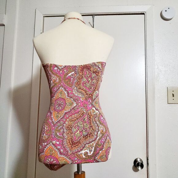 Tommy Bahamas  Multi-colored Pasley Print One Piece Swimsuit Size 10 - Picture 5 of 12